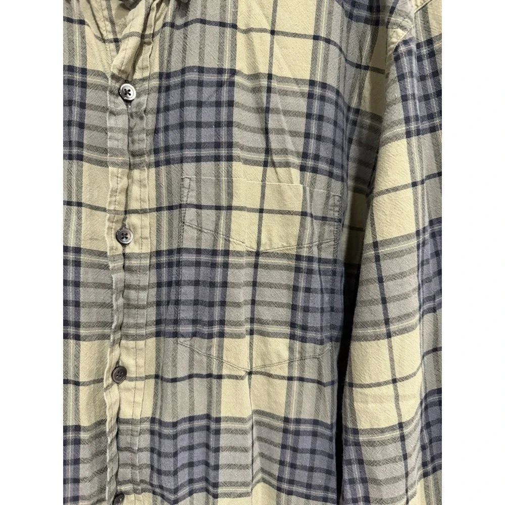 Men's Vintage Banana‎ Republic Plaid Green Flannel 100% Cotton Long Sleeve M
